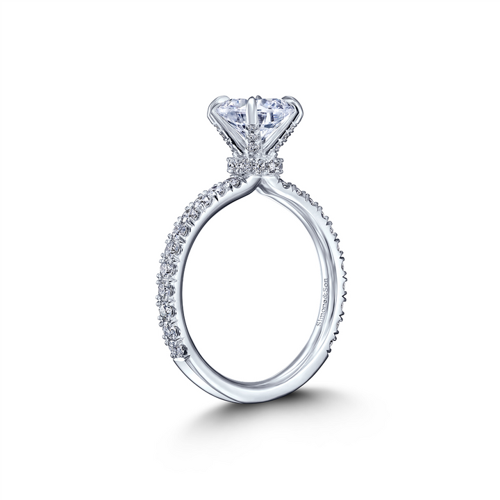 18K White Gold Round Diamond Semi-Mount Engagement Ring - 0.52ctw.