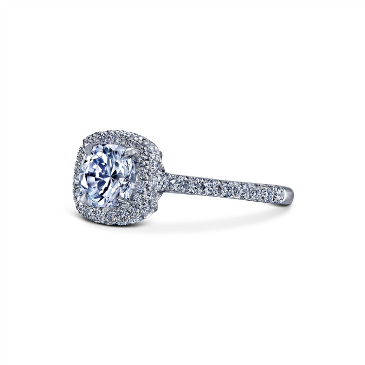 18K White Gold Halo Semi-Mount Engagement Ring - 0.70ctw.