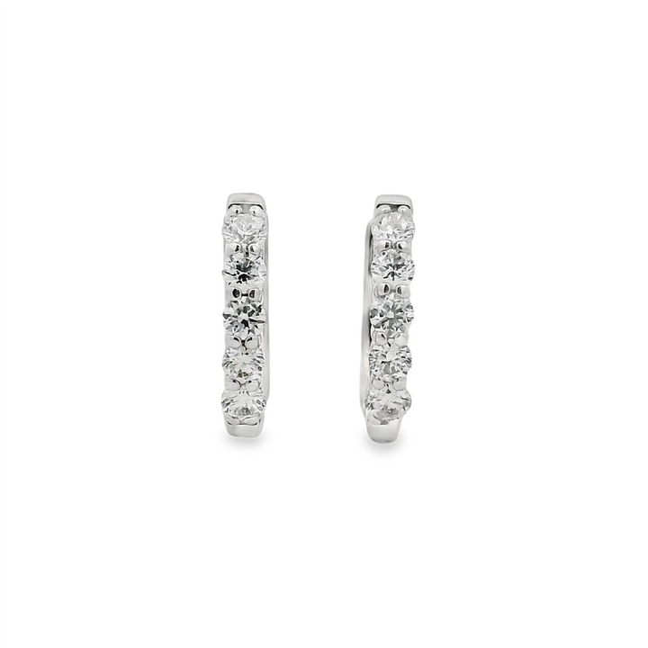 14K White Gold Natural Diamond Hoop Earrings - 0.30ctw.