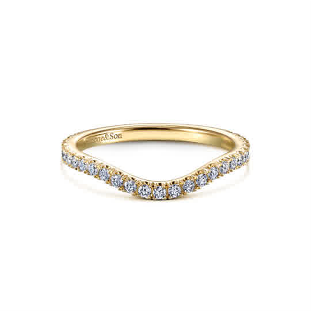 14K Yellow Gold Curved Diamond Wedding Band - 0.35ctw.