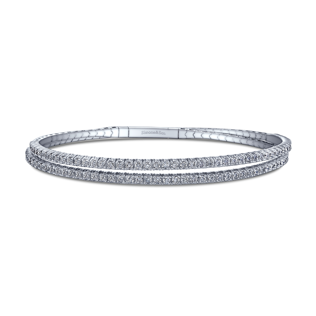 14K White Gold Diamond Flexi Bracelet - 1.70ctw.