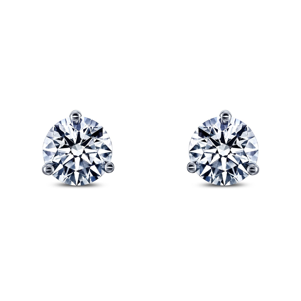 14K White Gold Round Lab Grown Diamond Stud Earrings – 1.54ctw.