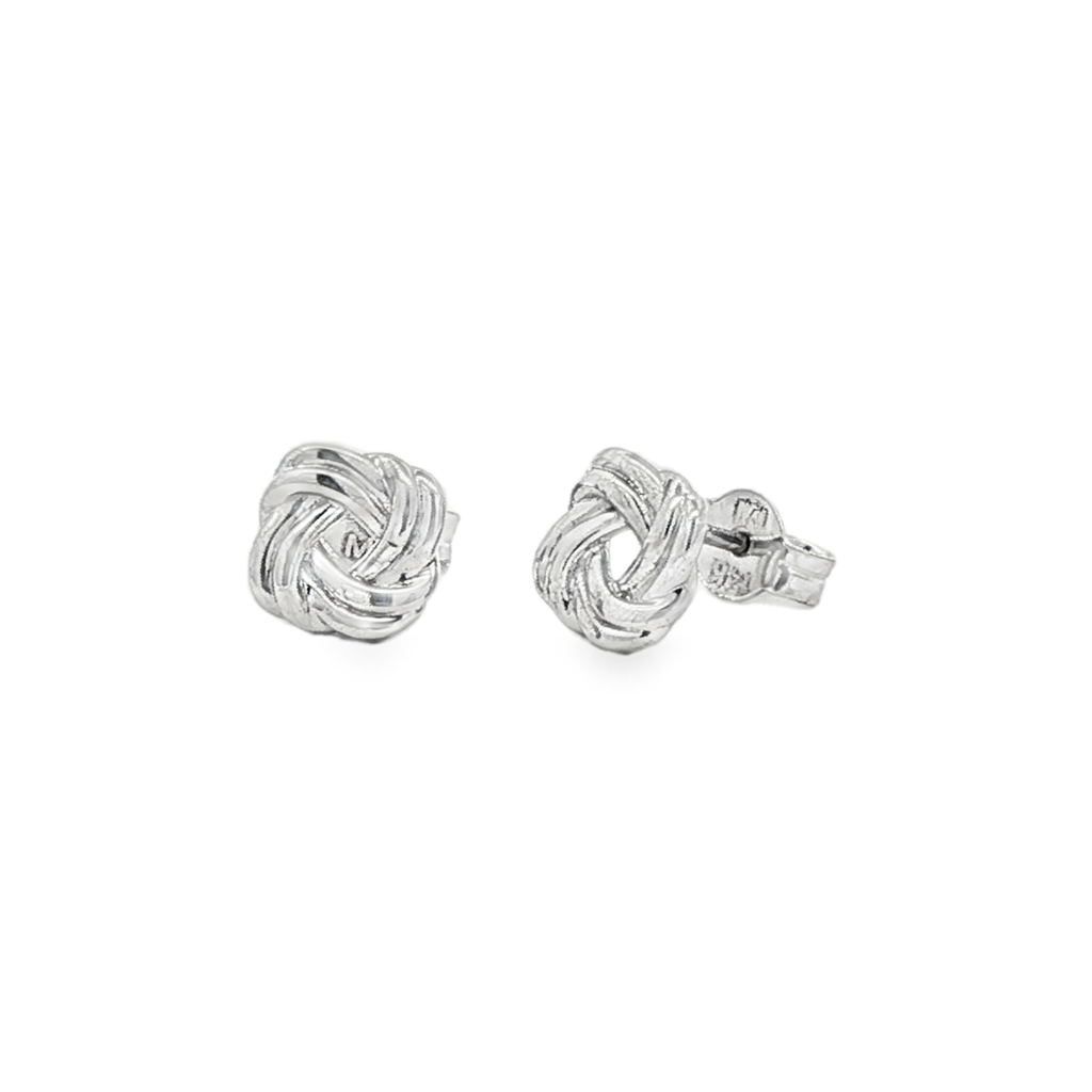14K White Gold Love Knot Stud Earrings – 1.9g
