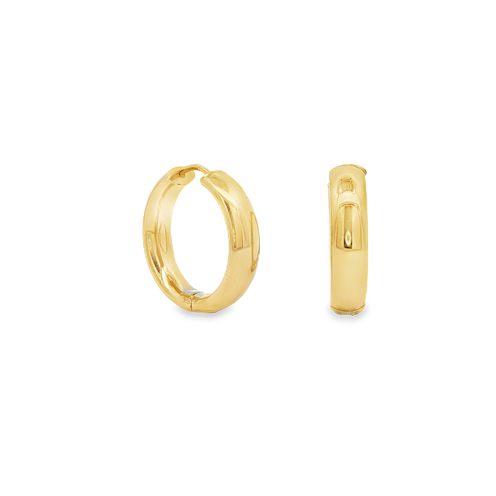 14K Yellow Gold Medium Dome Hoop Earrings – 20.5x5mm, 3.6g