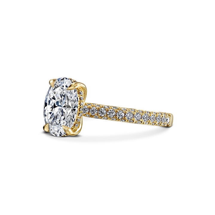18K Yellow Gold Three Row Pave Semi-Mount Engagement Ring - 0.78ctw.