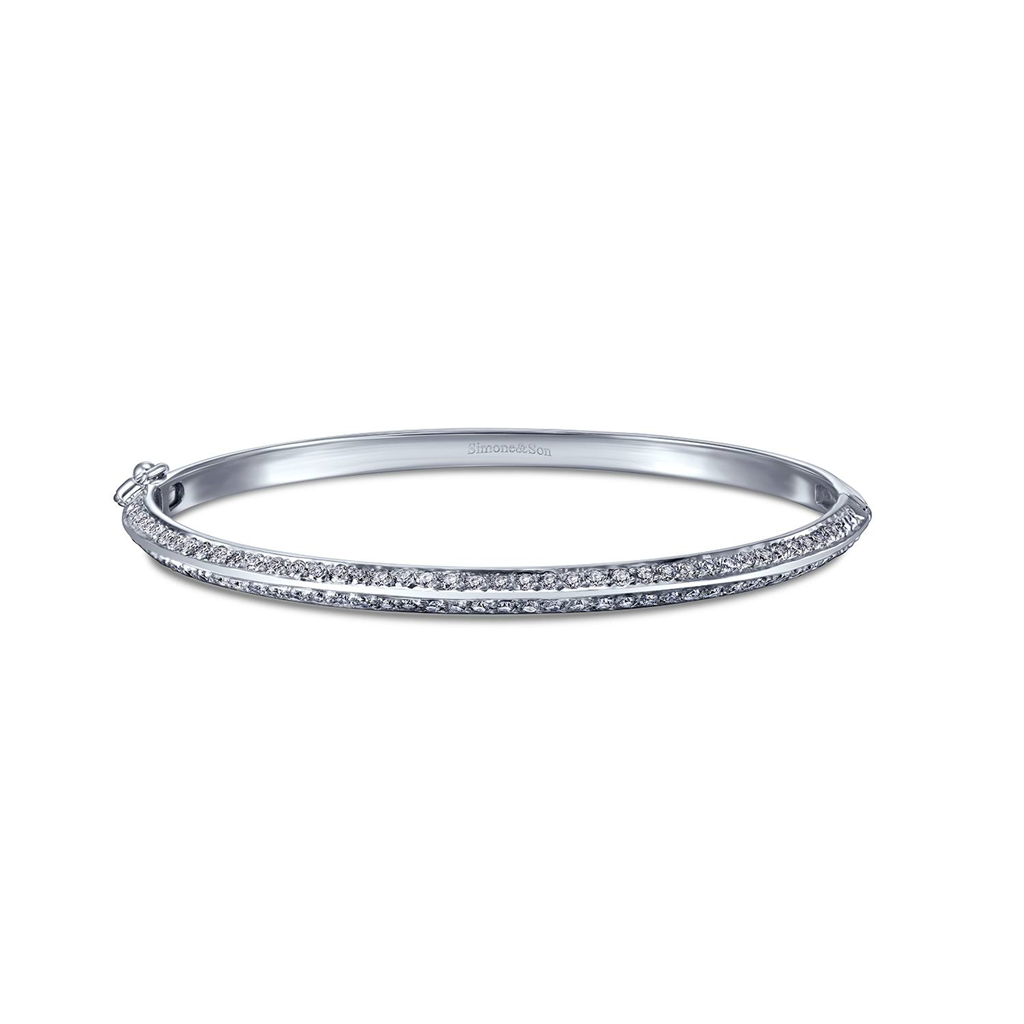 18K White Gold Diamond Bangle Bracelet - 1.20ctw.
