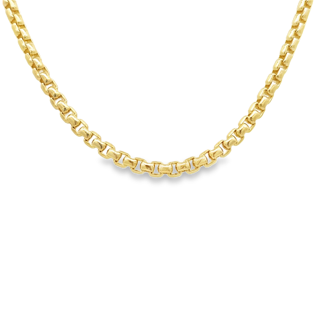 14K Yellow Gold Polished Box Chain 3.3mm Wide 22"