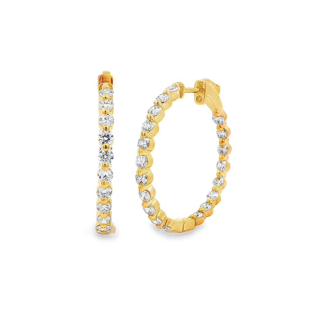 14K Yellow Gold Lab Grown Diamond Inside Out Hoop Earrings – 2.10ctw.