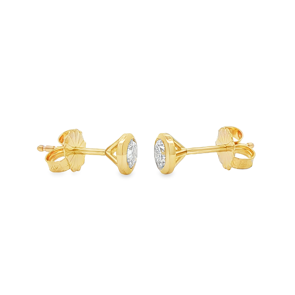 14K Yellow Gold Lab Diamond Bezel Stud Earrings – 0.52ctw.