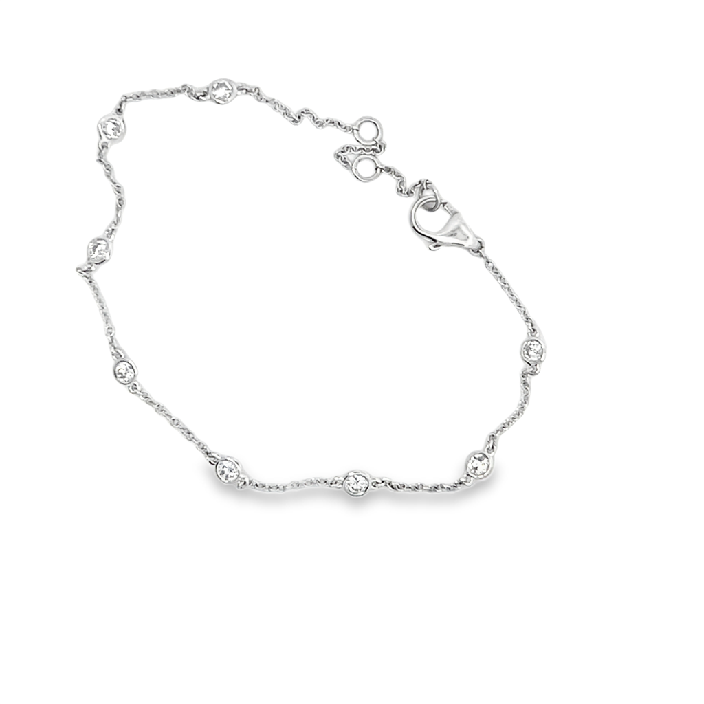 14K White Gold Bezel Diamond Bracelet - 0.42ctw.