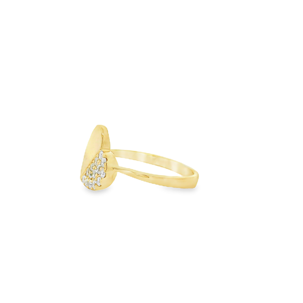 14K Yellow Gold Half Diamond Heart Ring – 0.32ctw.