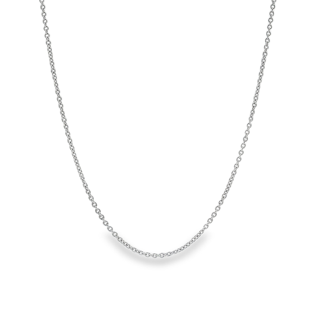 18K White Gold Rolo Chain 1mm, 20" – Approx. 1.6g