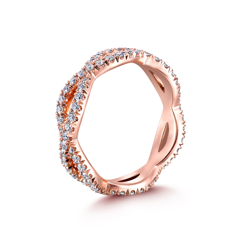 14K Rose Gold Open Twist Diamond Eternity Band - 0.91ctw.