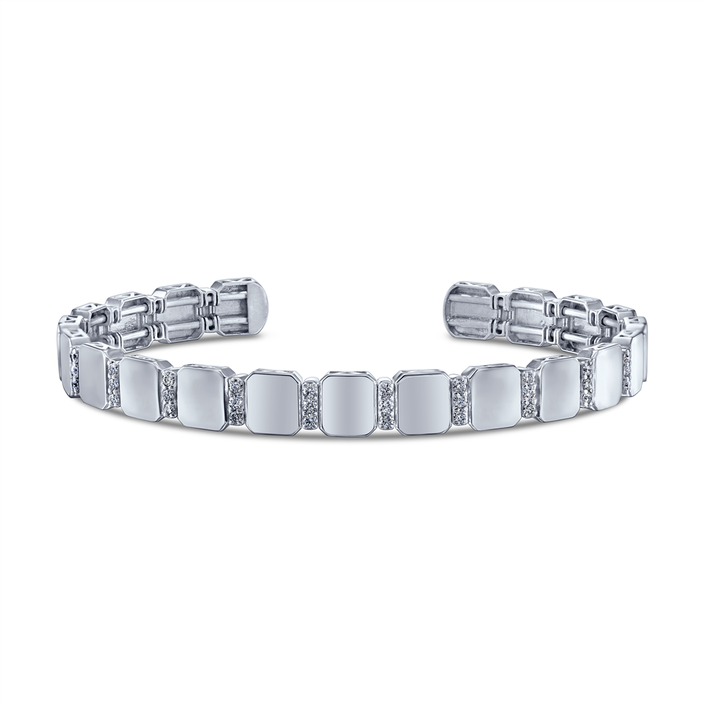 14K White Gold Diamond Cuff Bracelet - 0.42ctw.