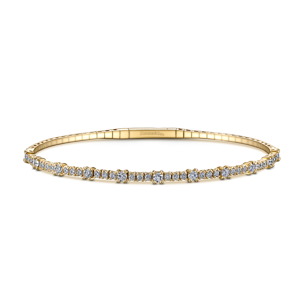 14K Yellow Two-Size Diamond Flexi Bangle – 1.0ctw, 5g