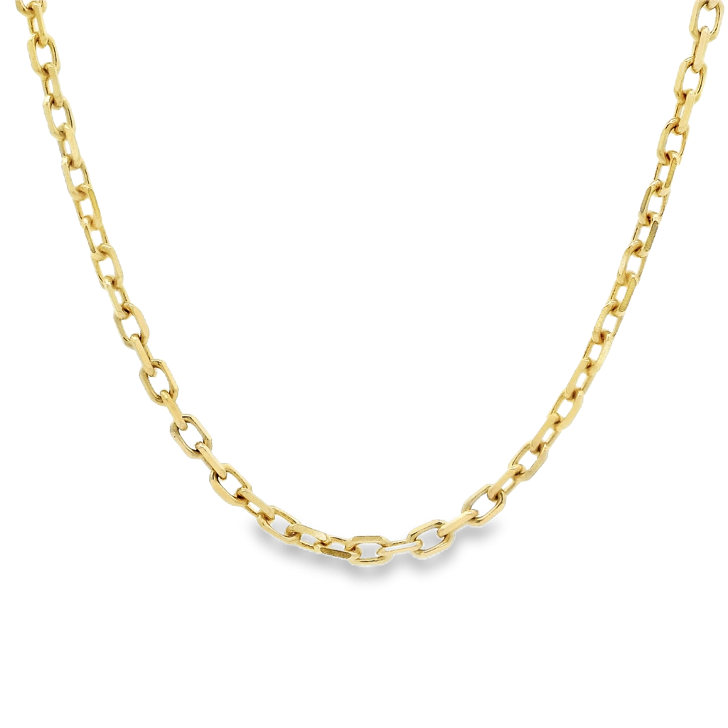 18K Yellow Gold Polished Square Link Chain 2.4mm Wide 16"
