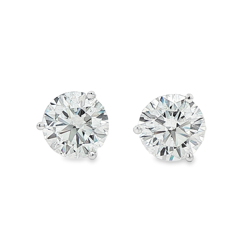14K White Gold Lab Diamond Stud Earrings – 5.14ctw.