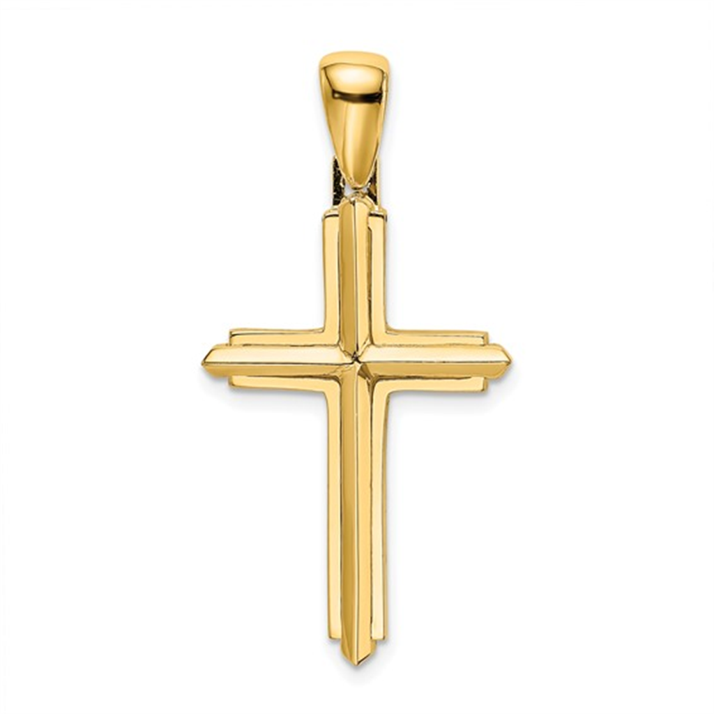 14K Yellow Gold Cross Pendant with Raised Center – 2.27g