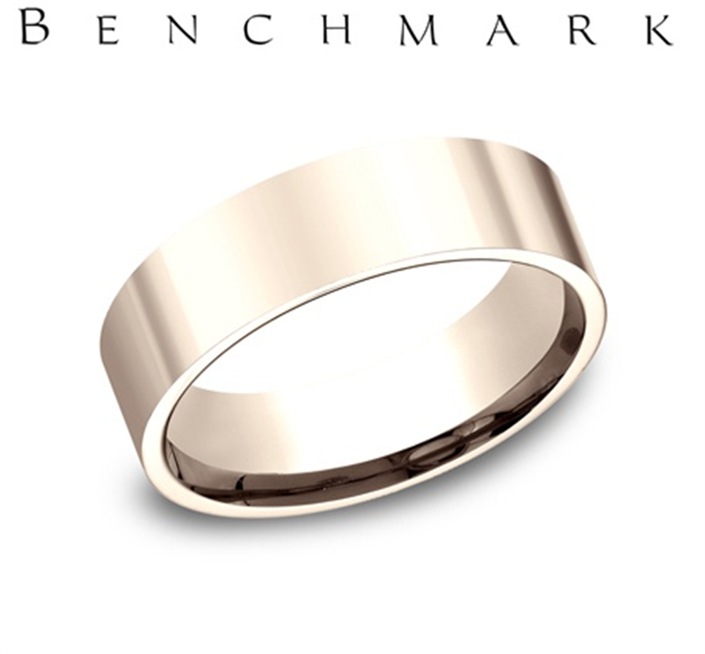 Benchmark 14K Rose Gold Men’s Wedding Band – 6mm