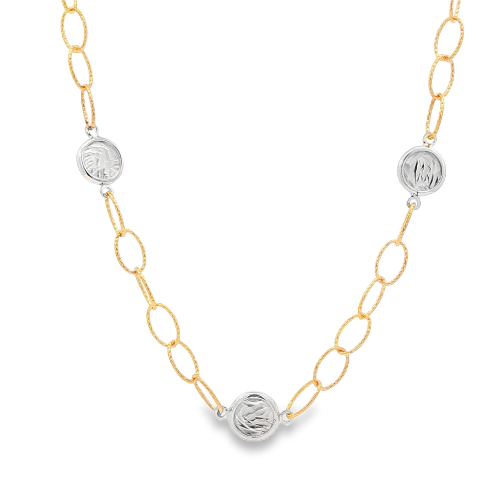 Frederic Duclos Sterling Silver & Yellow Gold-Plated Ripples Necklace – 18–20", 7.8g
