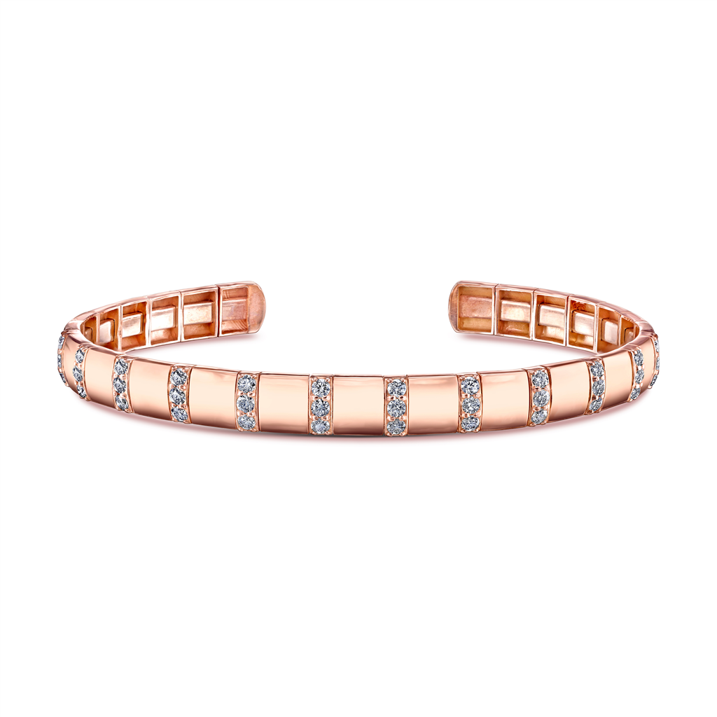 14K Rose Gold Diamond Cuff Bracelet - 0.97ctw.