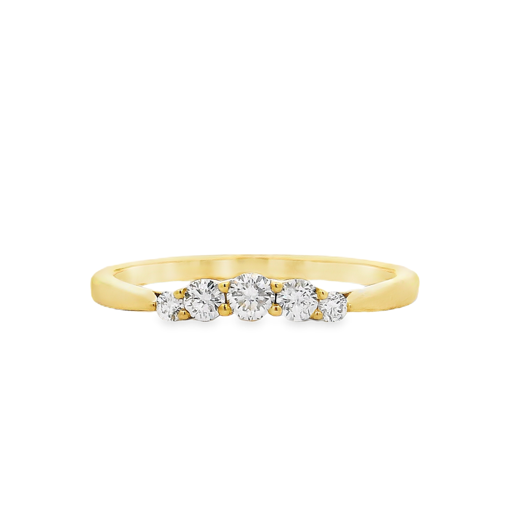18K Yellow Gold 5-Stone Lab Grown Diamond Band – 0.23ctw.