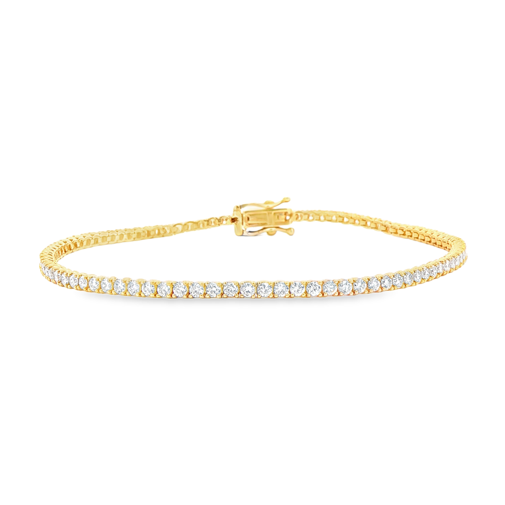 14K Yellow Gold Natural Diamond 2.2mm Tennis Bracelet – 1.93ctw.