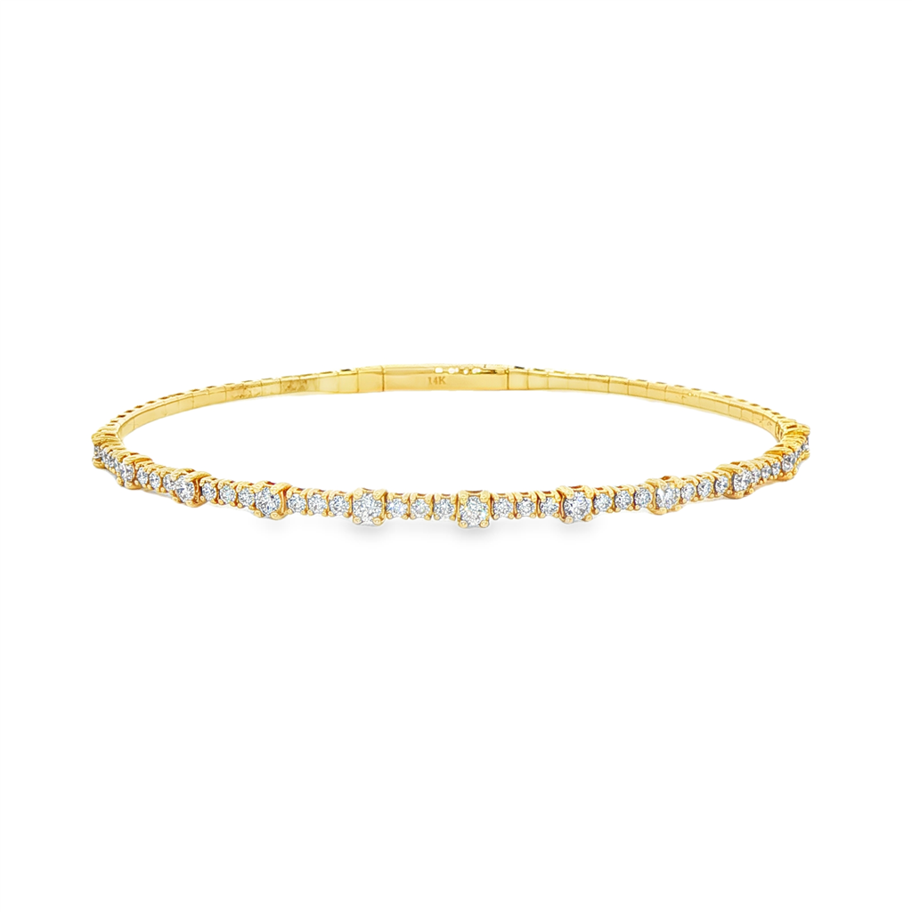 14K Yellow Large Diamond Flexi Bangle – 3.7mm, 2.40ctw, 9.4g