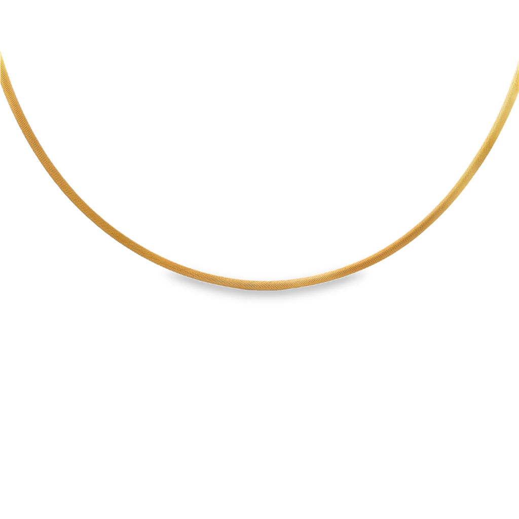 18K Yellow Gold Diamond Cut Omega Chain 2.4mm Wide 16"