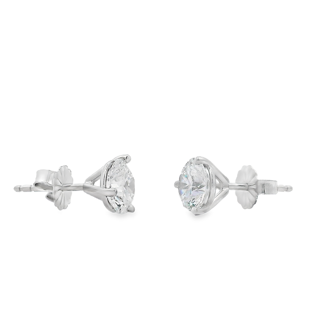 14K White Gold Lab Grown Diamond Stud Earrings – 2.10ctw.