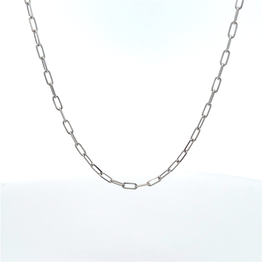 14K White Gold Polished Anchor Chain 1.85mm Wide 16"