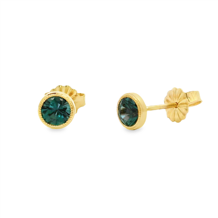 14K Yellow Gold Lab-Grown Alexandrite Bezel Studs - 0.83ctw.