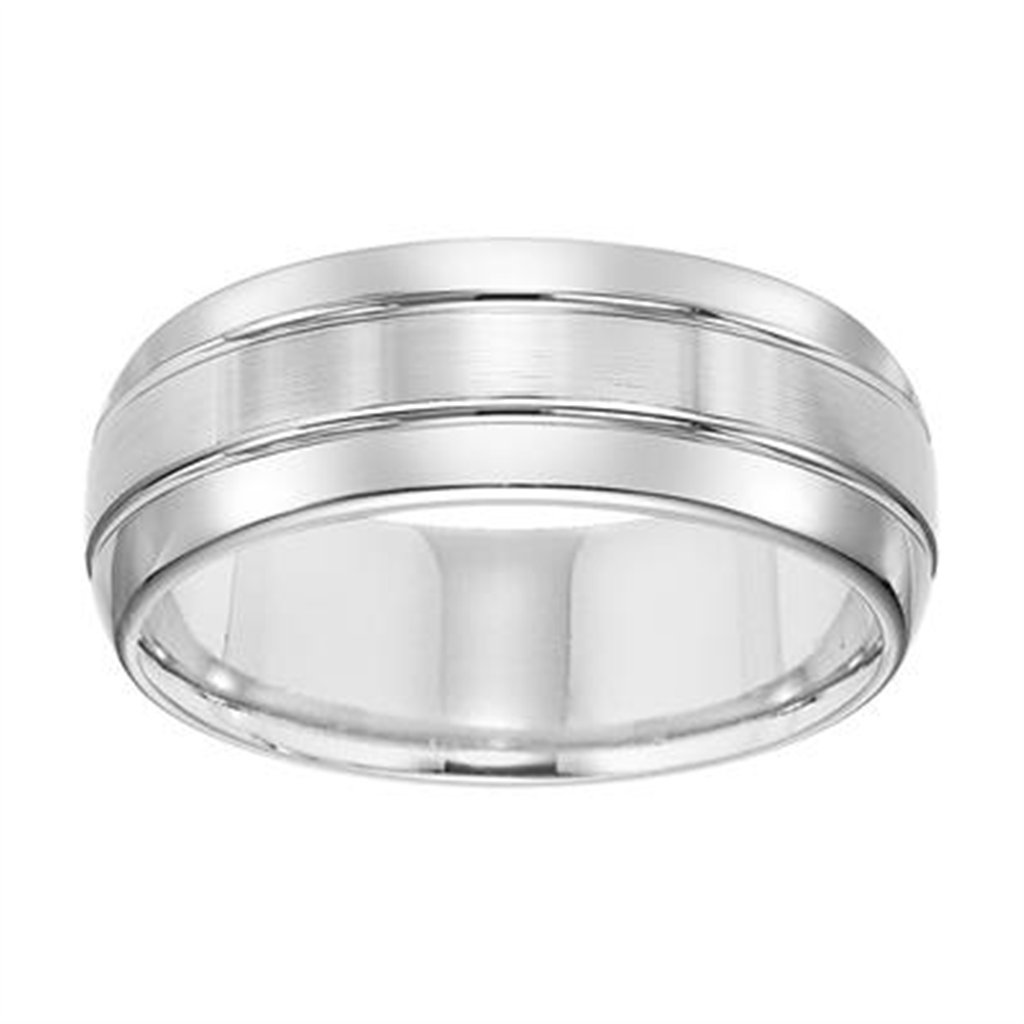 Triton White Tungsten Carbide Domed Wedding Band – 8mm
