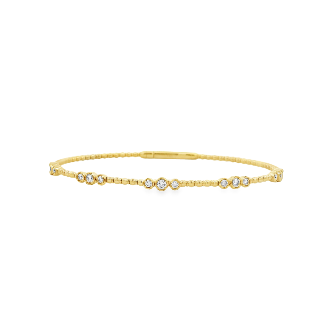 14K Yellow Gold 3-Bezel Diamond Flexi Bangle – 0.50ctw.