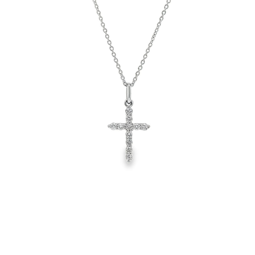 Platinum Diamond Cross Pendant –  0.19ctw.