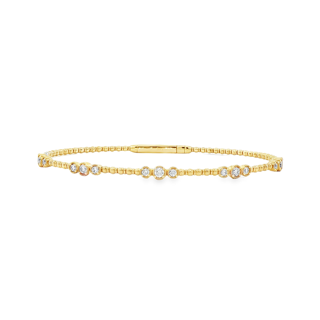 14K Yellow Gold Three-Bezel Diamond Flexi Bracelet – 0.50ctw.