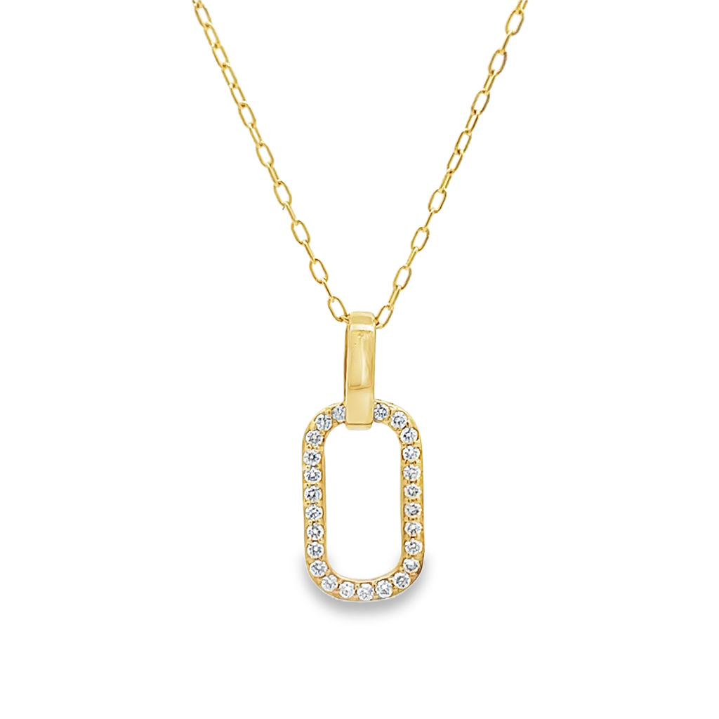 18K Yellow Gold Rectangular Diamond Pendant – 0.17ctw.