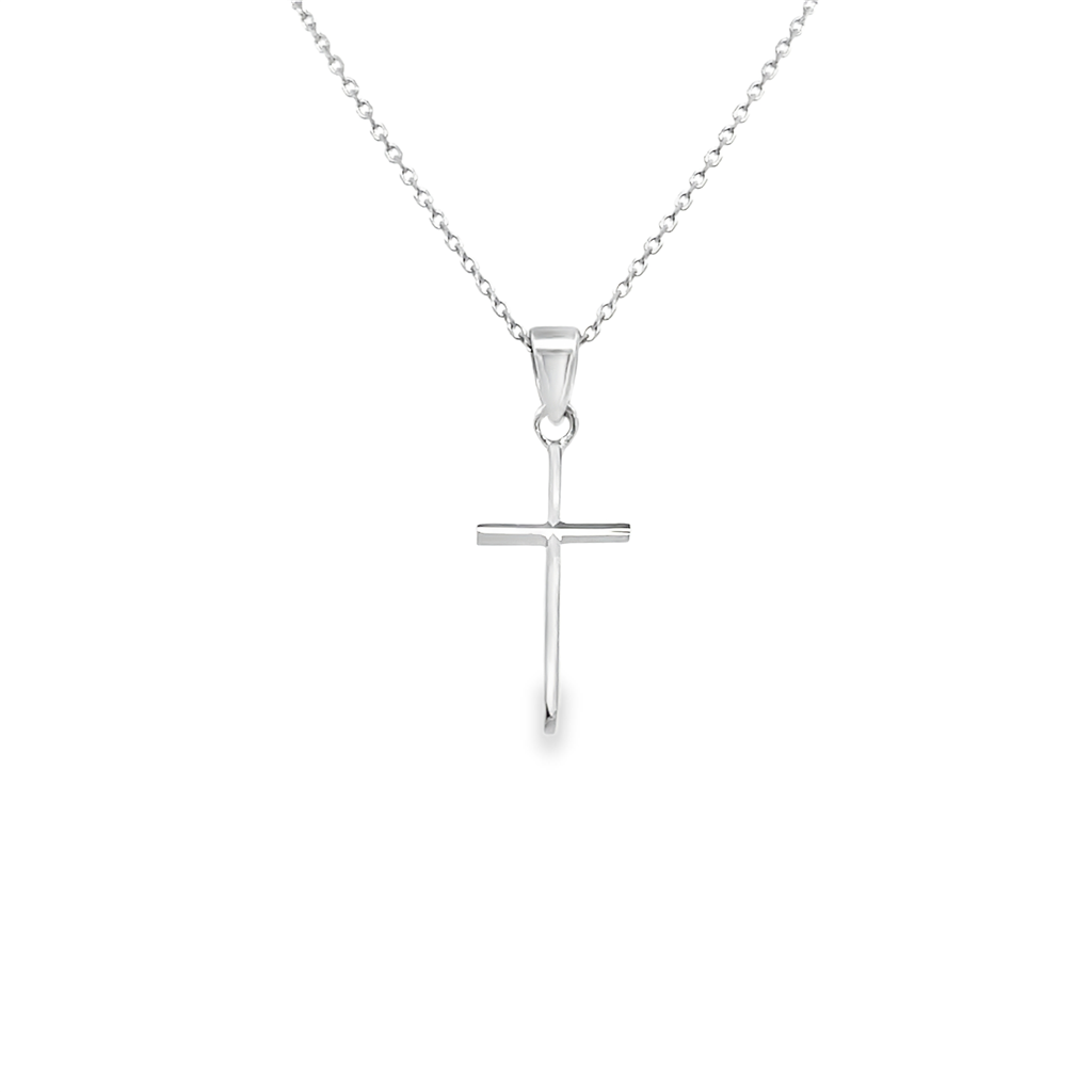 14K White Gold Light Small Cross Pendant