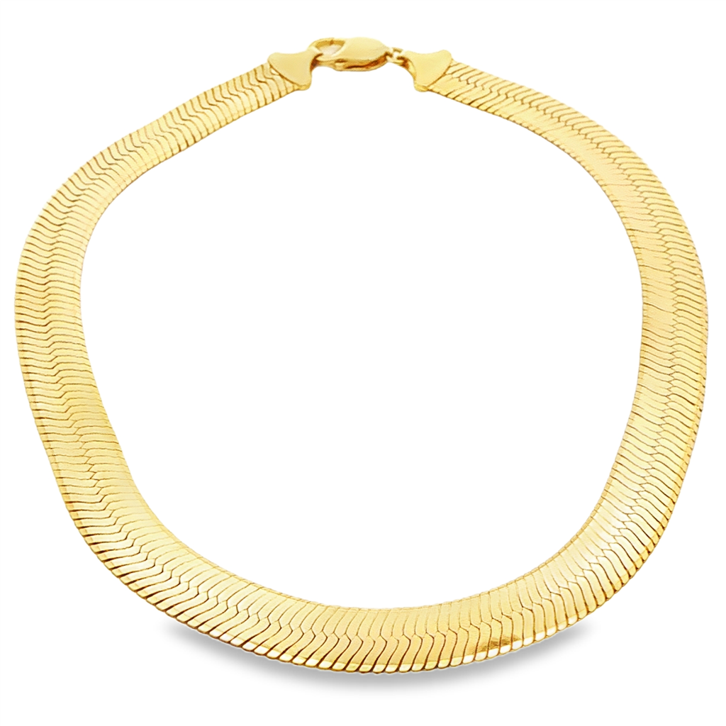 14K Yellow Gold 11.7mm Vintage Herringbone Chain – 16", 49g