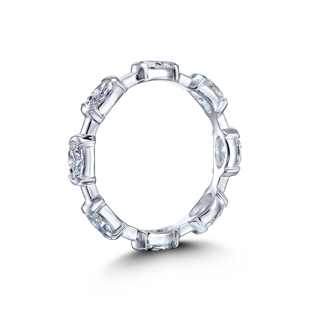 14K White Gold Semi Bezel Lab Grown Diamond Wedding Band 1.30ctw.