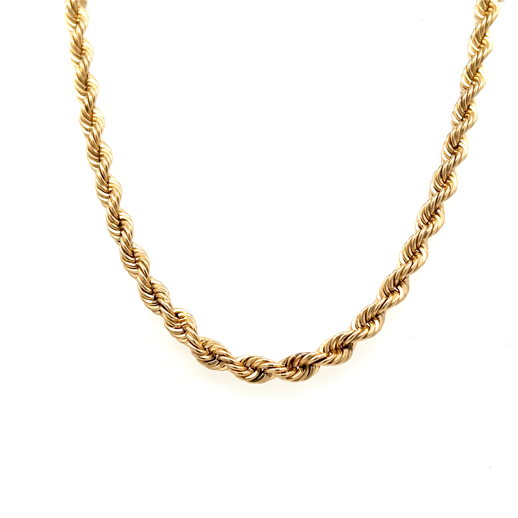14K Yellow Gold Polished Rope Chain 4.8mm Wide 19.25"