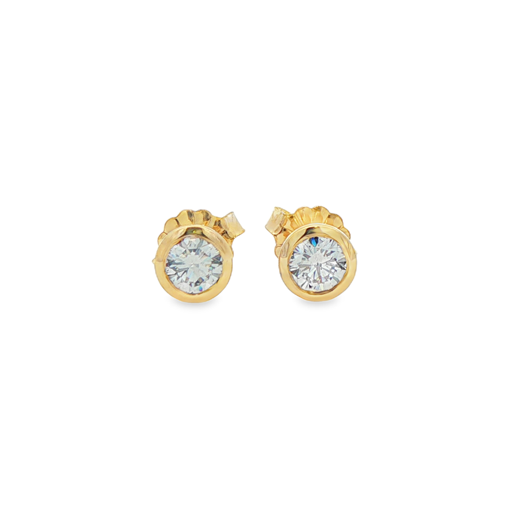 14K Yellow Gold Lab Diamond Bezel Stud Earrings – 0.52ctw.