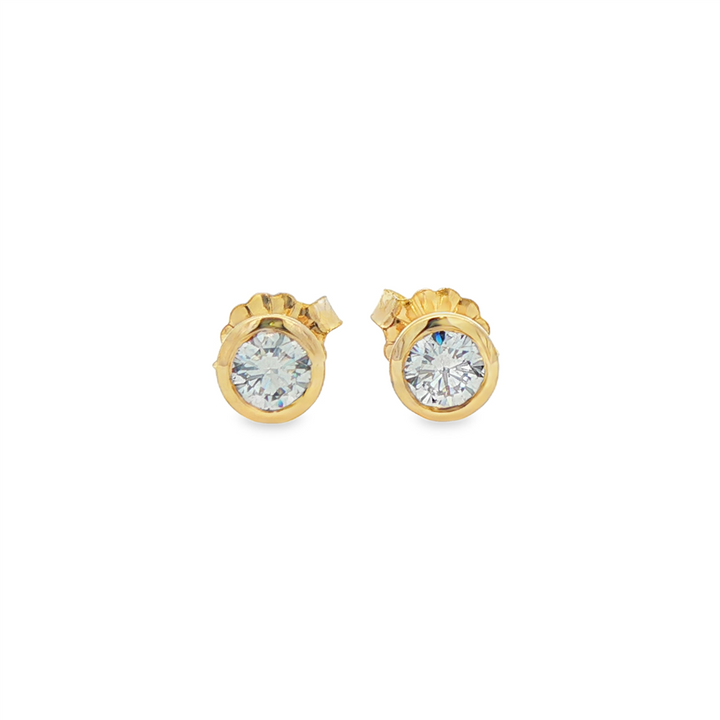 14K Yellow Gold Lab Diamond Bezel Stud Earrings – 0.52ctw.
