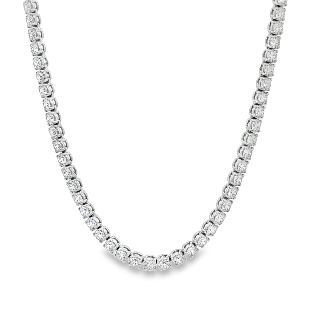 14K White Gold Lab-Grown Diamond Tennis Necklace – 13.40ctw, 16.5"