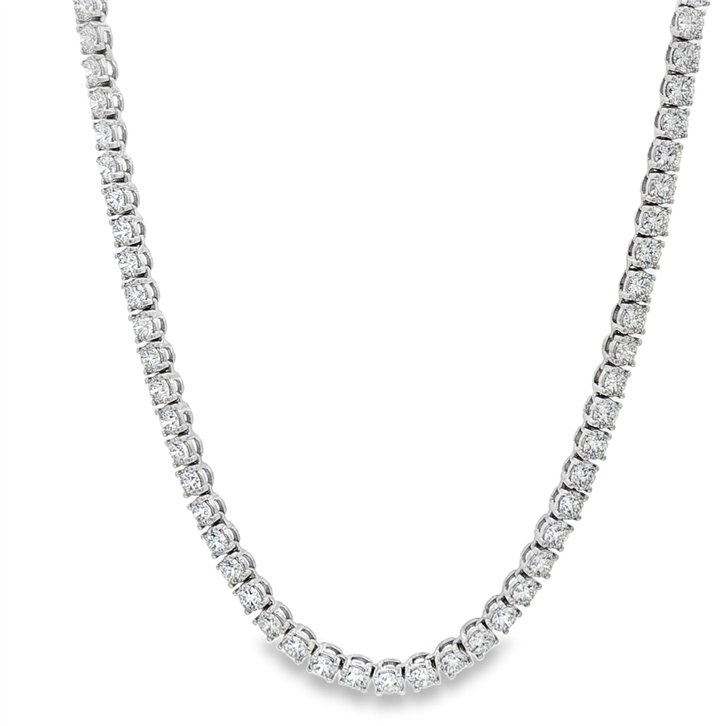 14K White Gold Lab-Grown Diamond Tennis Necklace – 10.01ctw, 16.5"