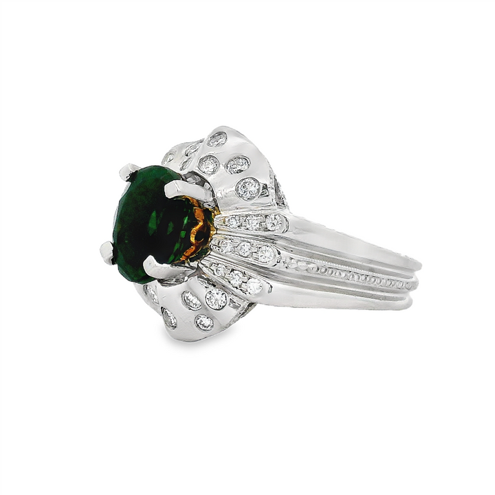 18K Yellow Gold & Platinum Ring – 2.31ct Tourmaline with Natural Diamonds