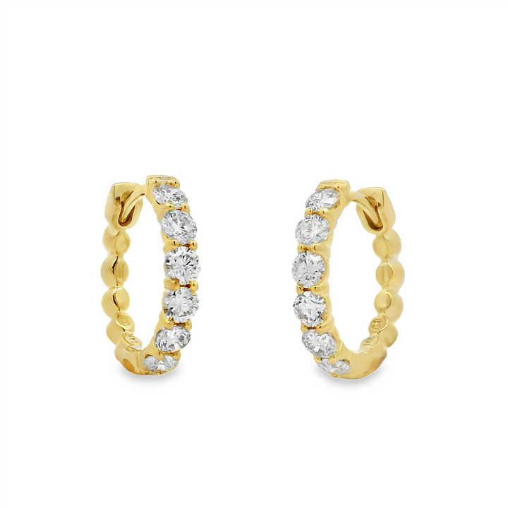 14K Yellow Gold 15x2.7mm Natural Diamond Hoop Earrings – 0.99ctw.