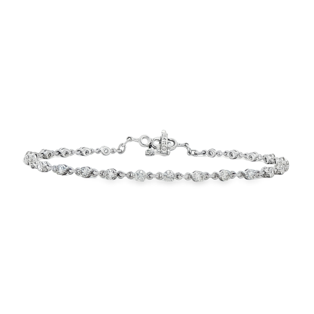 14K White Gold Diamond Shared-Prong Bracelet – 1.50ctw