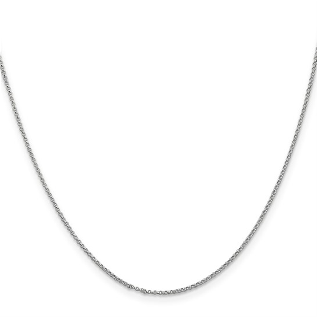 14K White Gold Polished Rolo Chain 1.15mm Wide 18"