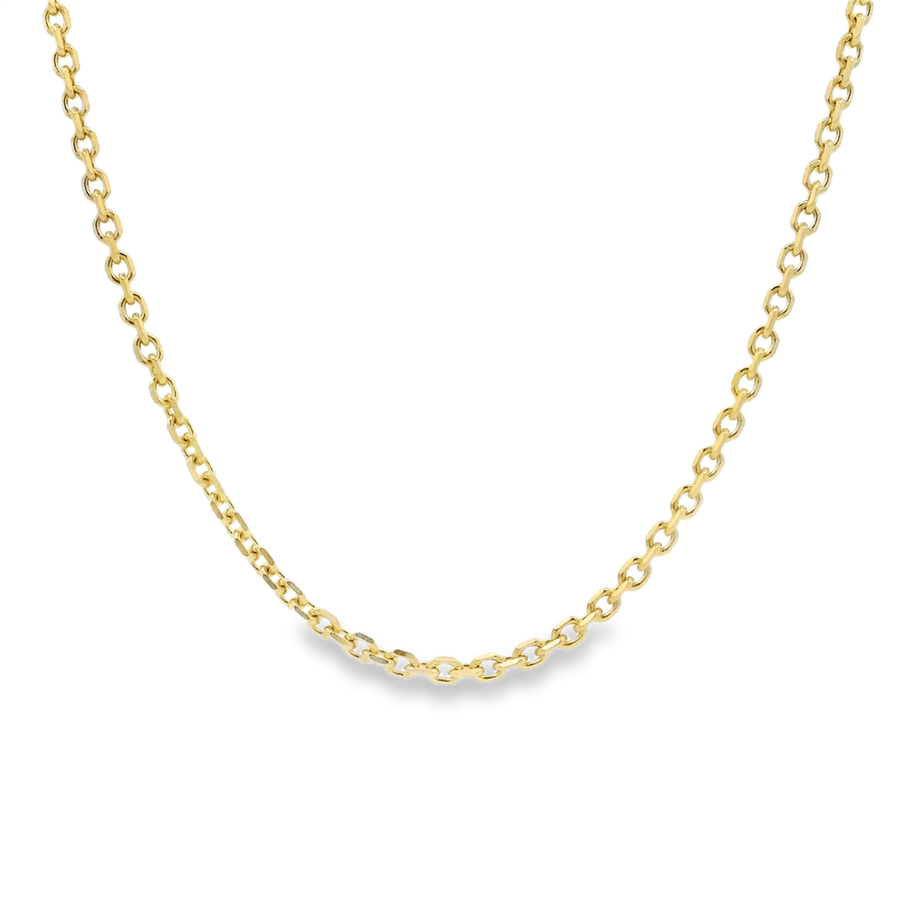 18K Yellow Gold Diamond Cut Square Link Chain 1.7mm Wide 20"